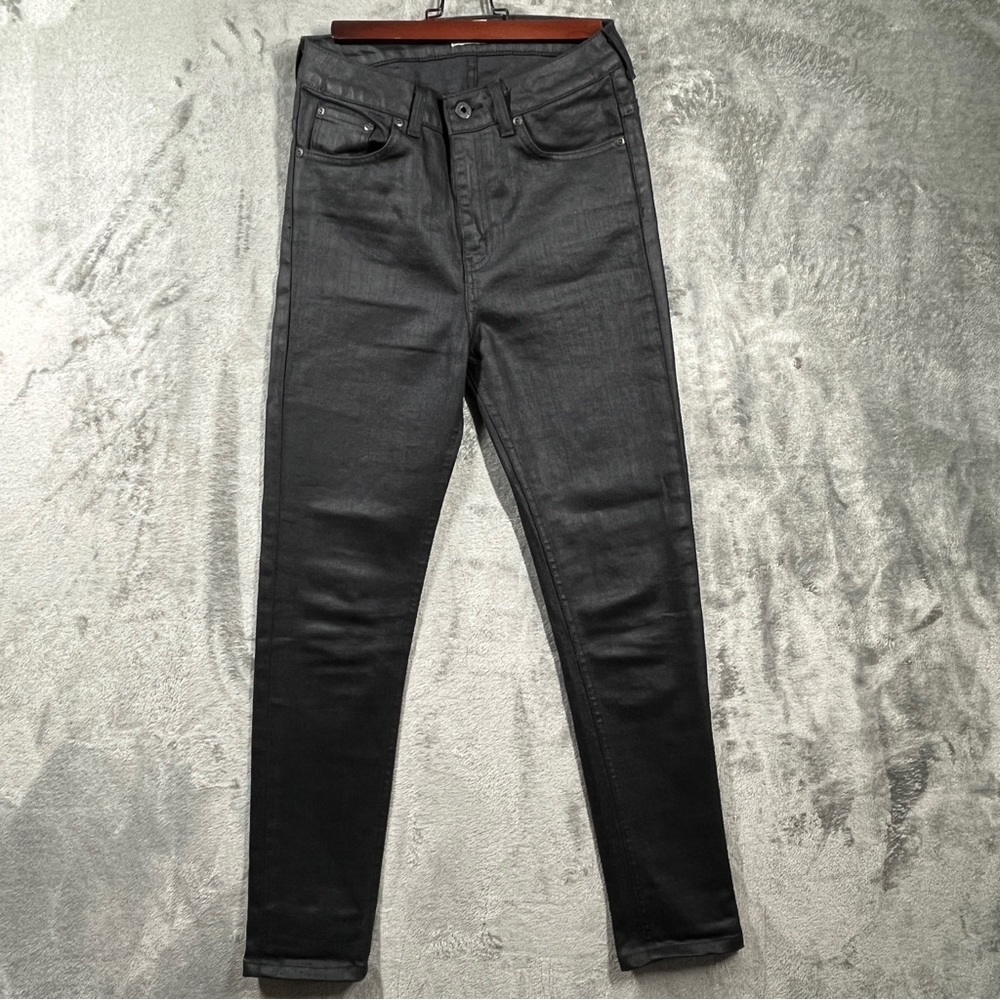 Naked & Famous Womens Jeans Size 27 High Skinny Wax Coated Black Stretch